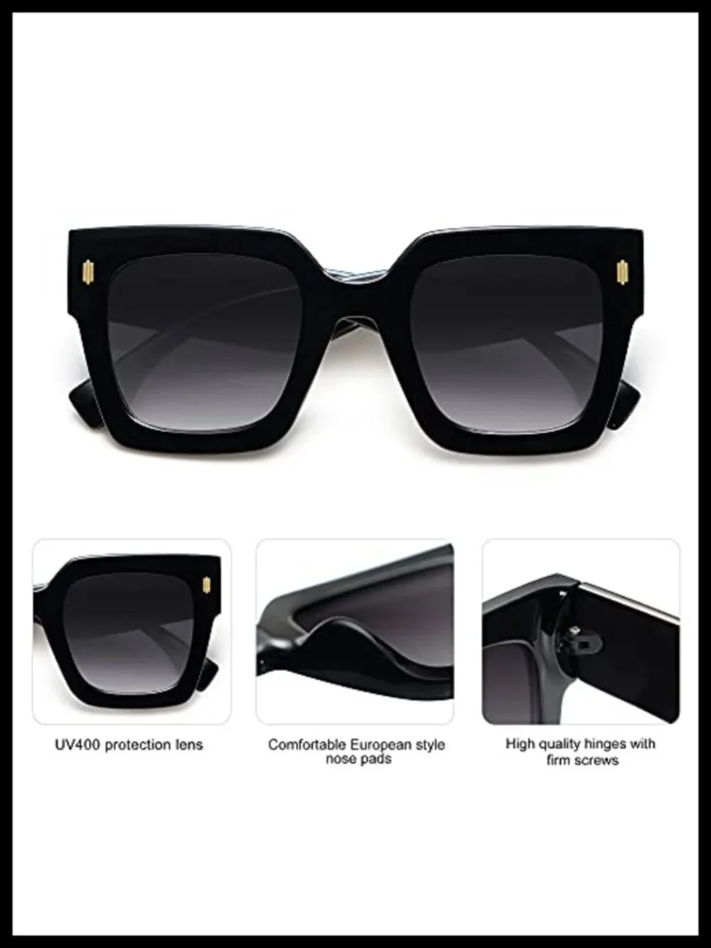 Oversized Square Sunglasses for Women UV400 Protection
